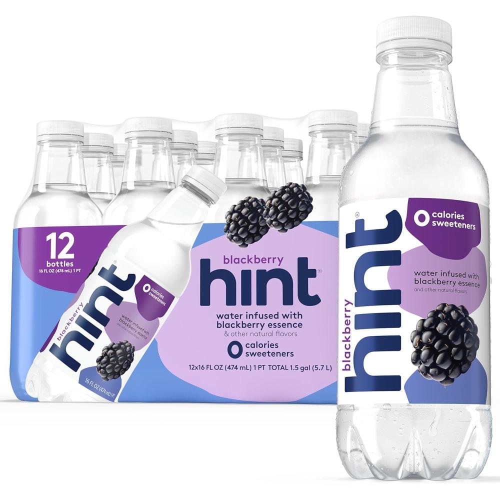 imageHint FruitInfused Bottled Water Summer Classics Variety Pack  Sugar Free Flavored Water with Zero Calories Natural Fruit Essences and No Artificial Sweeteners  16 Fl Oz Pack of 24Blackberry